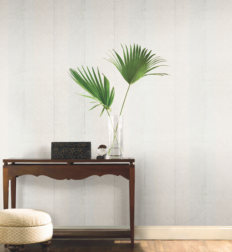 Palm Chevron White & Silver Wallpaper image number 2