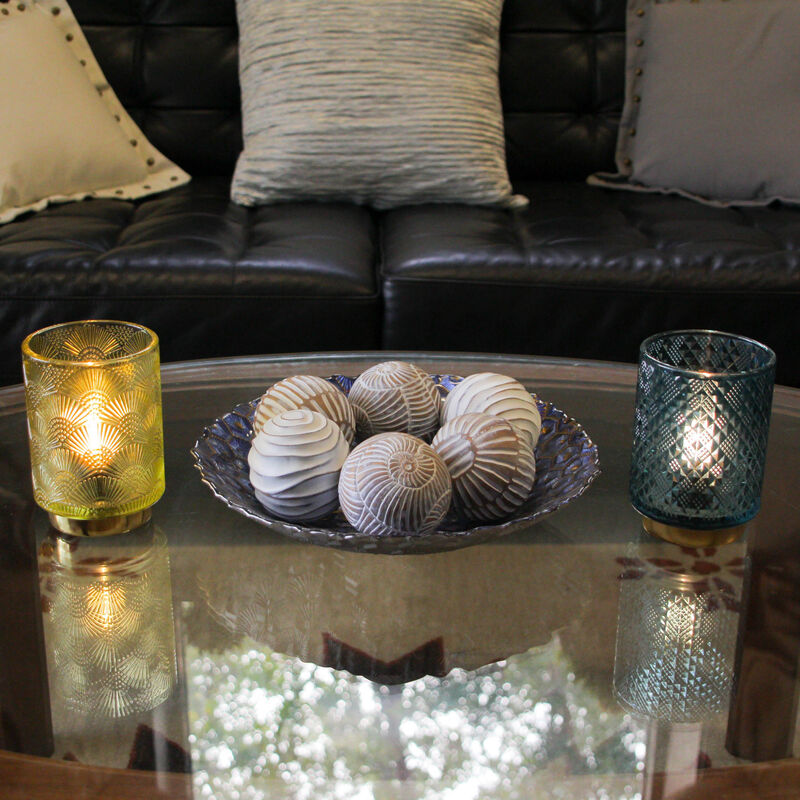Set of 6 Whitewashed Resin Decorative Art Orb Spheres, 3 Inches in Diameter image number 4