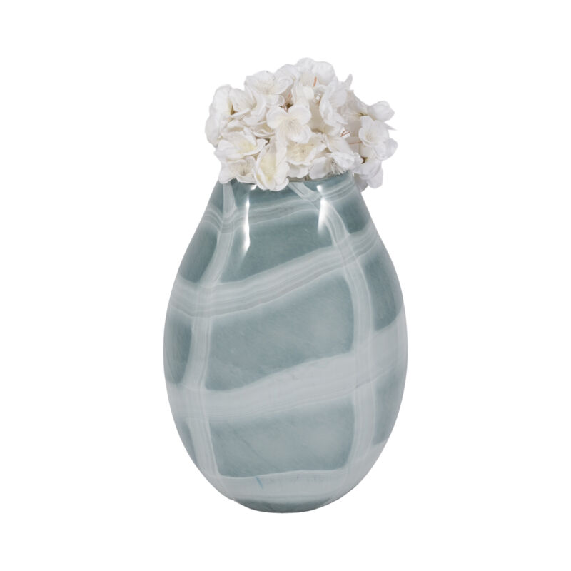 12" Slim Swirled Vase, Blue/white image number 1