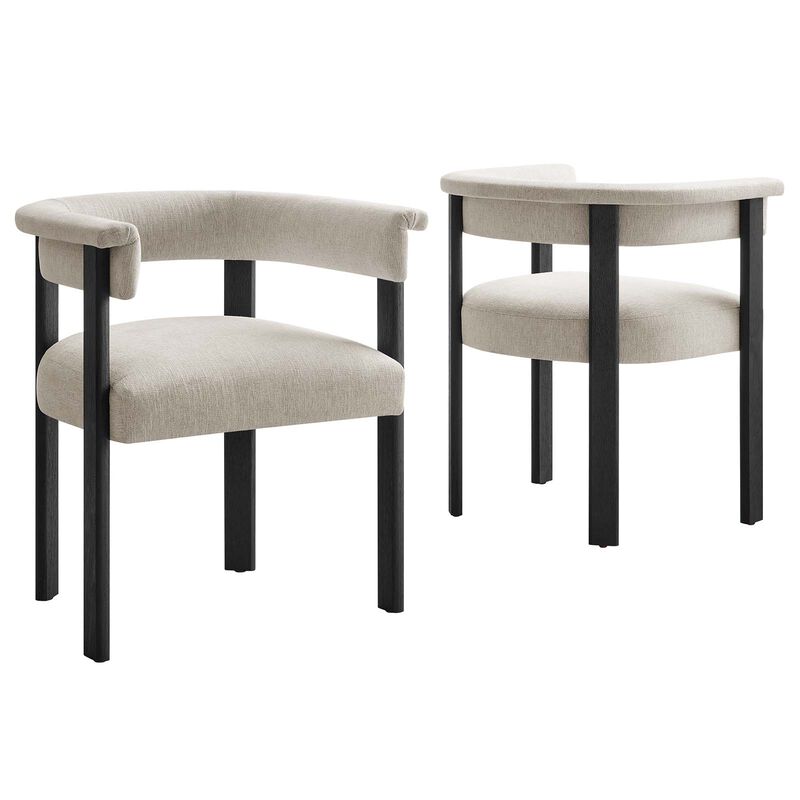 Imogen Woven Heathered Fabric Upholstered Barrel Dining Chairs - Set of 2 image number 0
