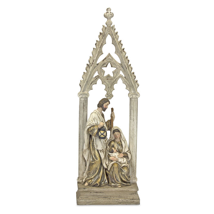 Resin Holy Family with Arch for Nativity and Holiday Decorations
