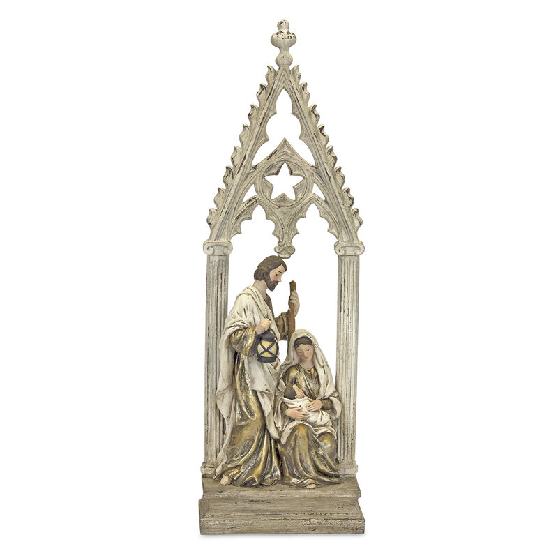 Resin Holy Family with Arch for Nativity and Holiday Decorations