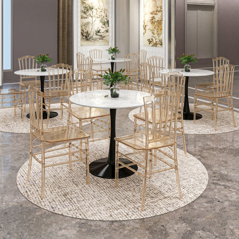 LeisureMod Synth Series Modern Dining Chair in Clear Set of 2