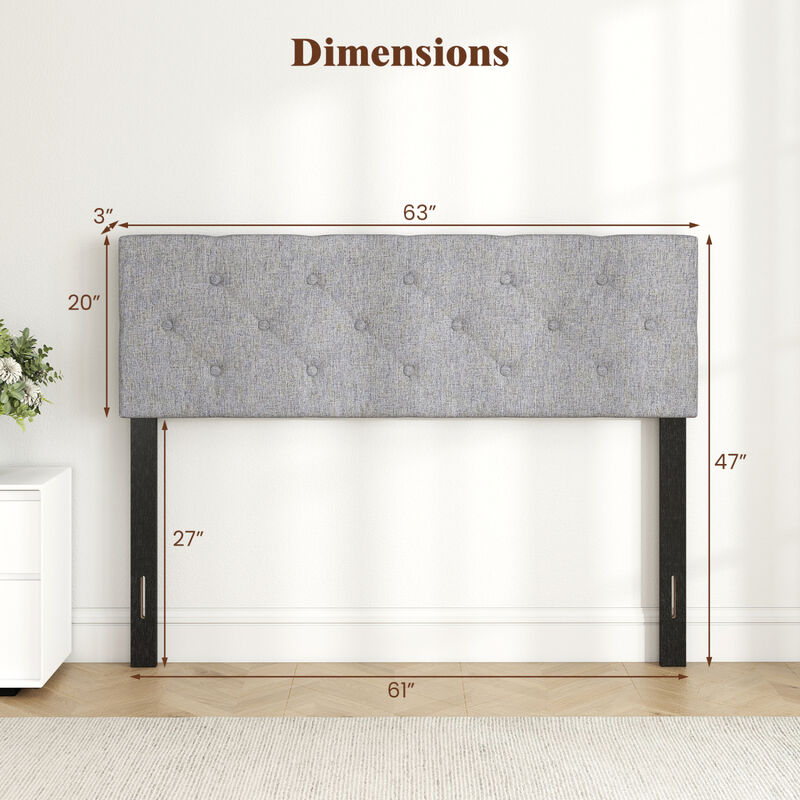 Upholstered Bed Headboard Panel for Queen and Full Beds with Tufted Design image number 3