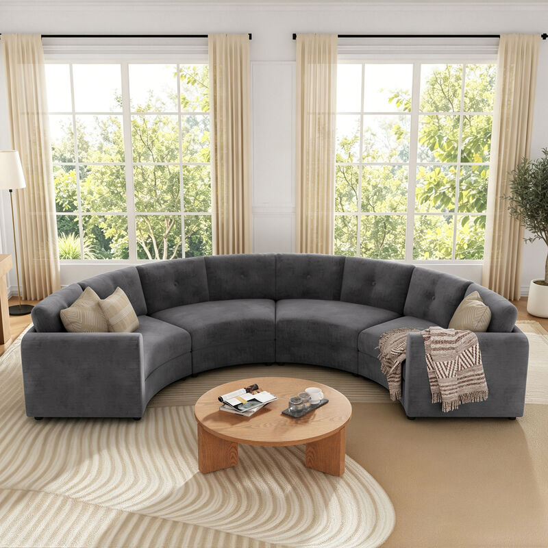 Merax Curved Modular Sectional Sofa with Customizable Layout, High-Resilience Foam & Pocket Spring Seats image number 1