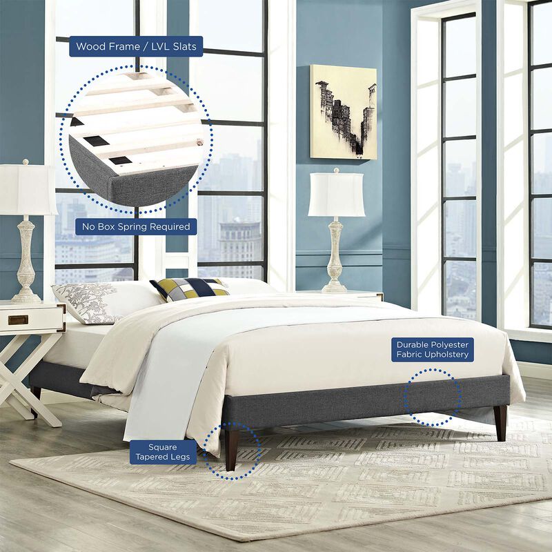 Modway - Tessie Full Fabric Bed Frame with Squared Tapered Legs image number 5