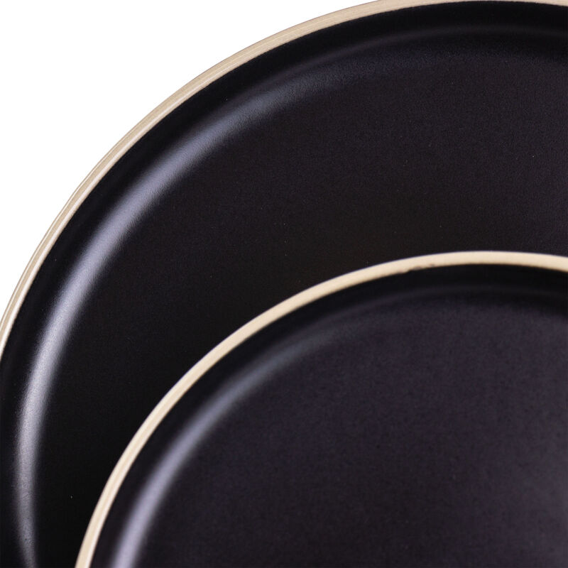 Gibson Elite Serenade 16 Piece Round Stoneware Dinnerware Set in Black