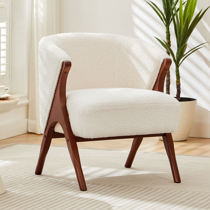 Merax Solid Wood A-Frame Armchair with Wrap-Around Backrest & Thick Cushion