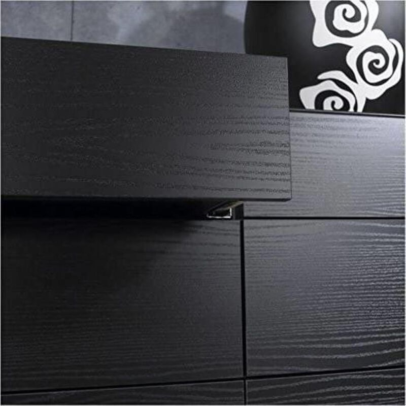 Hivvago Modern 6 Drawer Double Dresser in Black Woodgrain Finish
