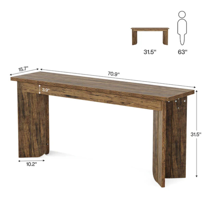 Wooden Console Table with Double Pedestal for Sofa or Hallway image number 2