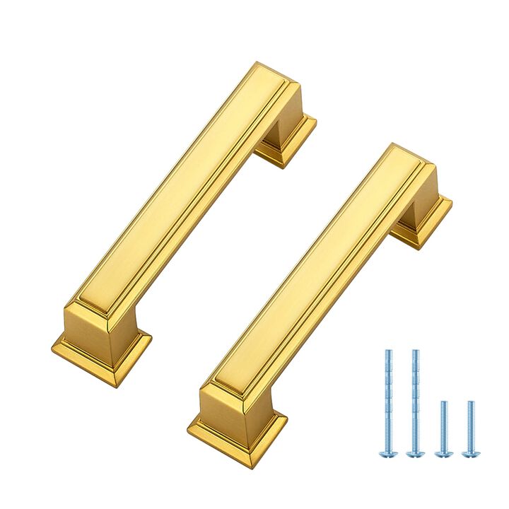 5 Pack Kitchen Cabinet Pulls Square Drawer Pulls 3 Inch Hole Center Cabinet Handles Brushed Brass Drawer Pulls Kitchen Cabinet H