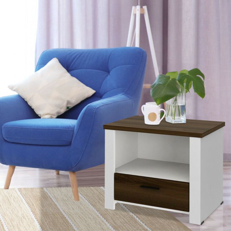 Hivago Accent Nightstand with Drawer and Open Shelf