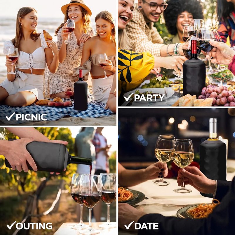 UMIEN | Premium Double Walled Wine Bottle Chiller | 750 mL Vacuum Insulated Wine Cooler