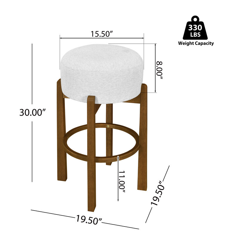 Christopher Knight Home Boylan Rubberwood Round Upholstered Barstools (Set of 4) image number 2