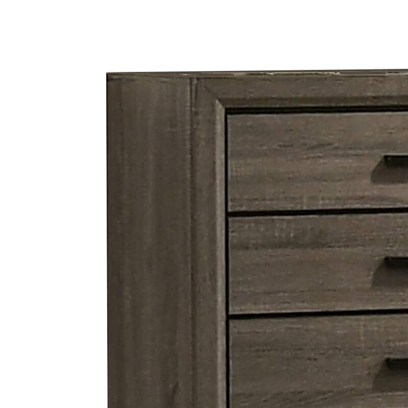 Chest with Black Rectangular Pulls, Gray - Benzara
