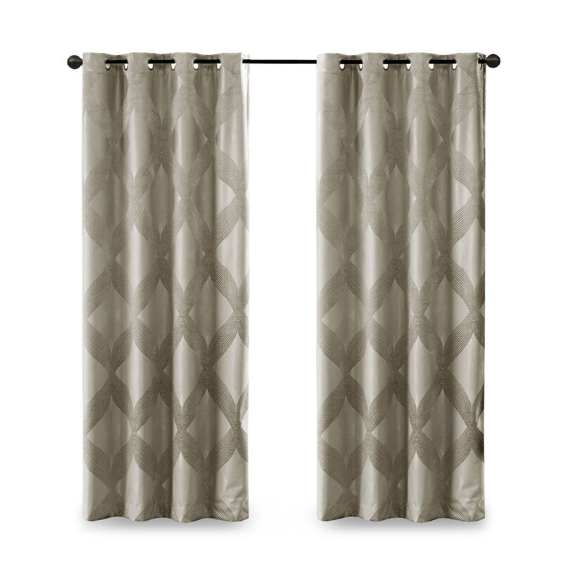 Gracie Mills Eirian Ogee Knitted Jacquard Total Blackout Curtain Panel - 50x95"