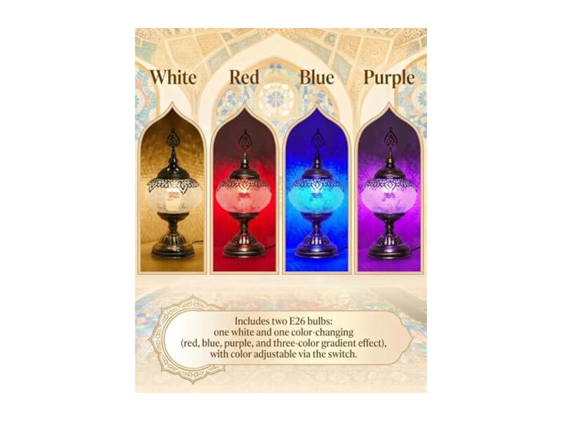 Moroccan Table Lamp For Living Room Bedroom Desk Bulbs Included image number 2