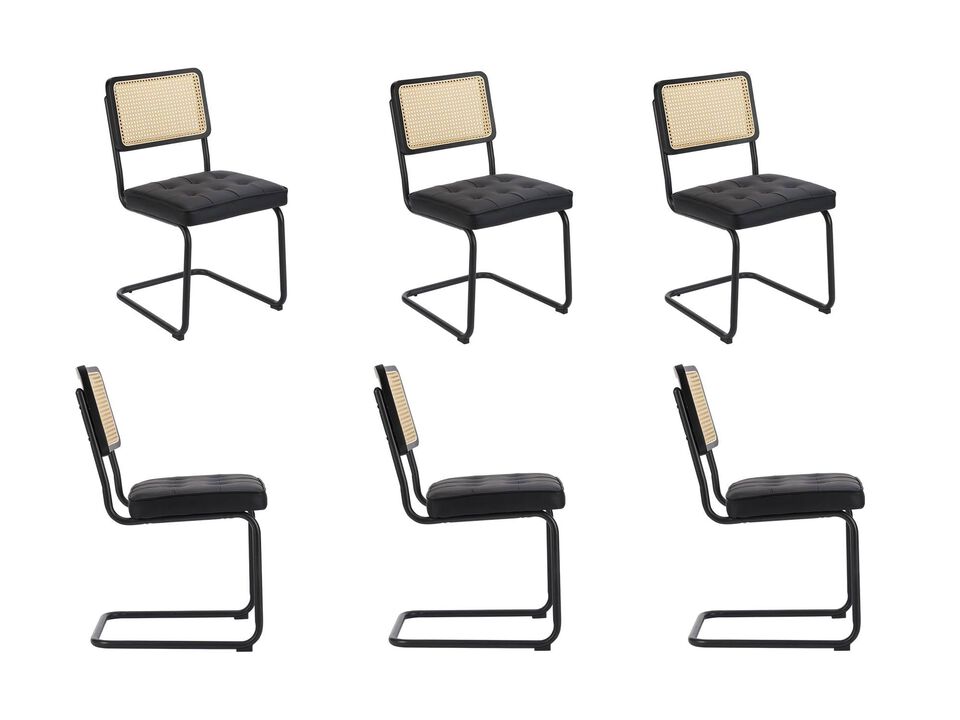 Cesca Chair Armless with Upholstered Seat & Cane Back, Set of 6