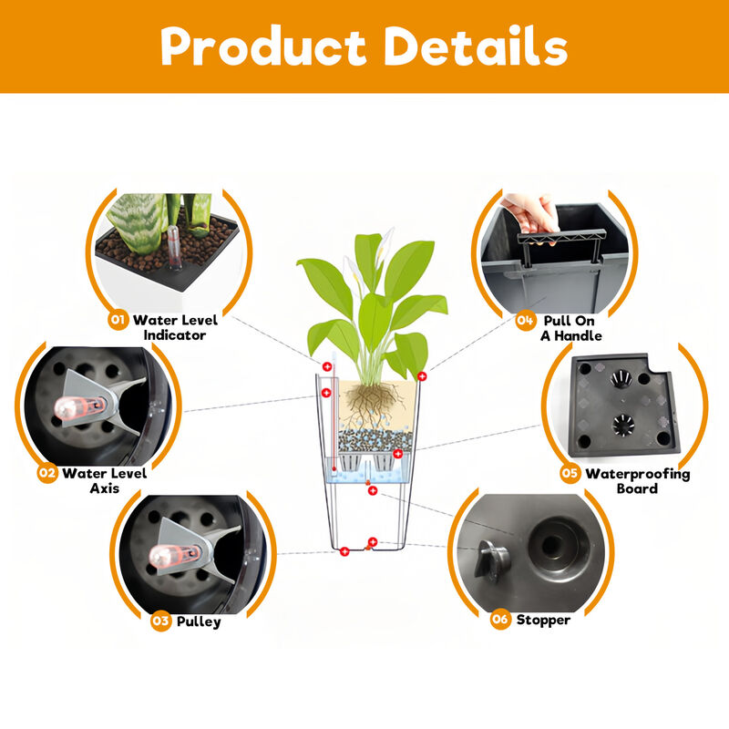 WOW PIONEER Set of 2 Tall Indoor Outdoor Planters with Automatic Watering System, Water Level Monitor, Inner Bucket for Garden, Patio, Porch, Backyard image number 5
