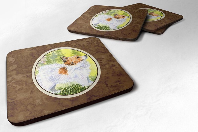 Caroline's Treasures SS1029FC Papillon Foam Coasters (Set of 4), 3.5 H x 3.5 W, Multicolor image number 0
