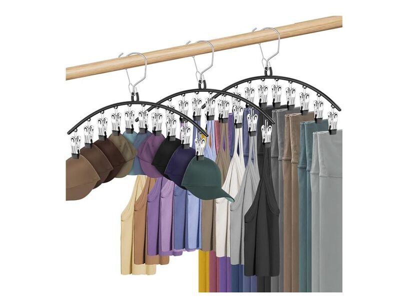 3 Pack Skirt Pants Hangers With Clips, Legging Organizer For Closet Hanging image number 0