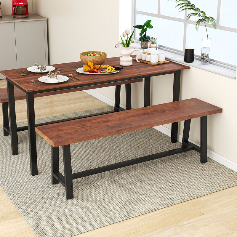 3-Person Dining Bench, Entryway Shoe Bench with Metal Frame for Storage and Seating image number 1