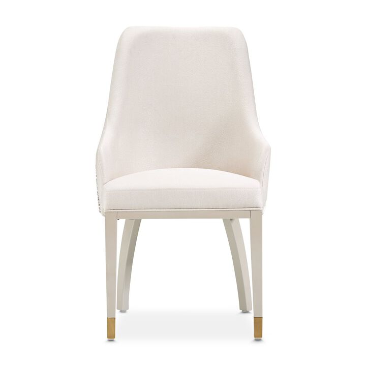 Michael Amini Carmela Dining Arm Chair - Shimmer Ivory Set of 2