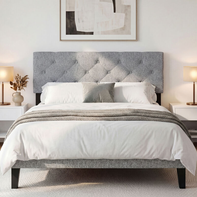 Upholstered Bed Headboard Panel for Queen and Full Beds with Tufted Design image number 6