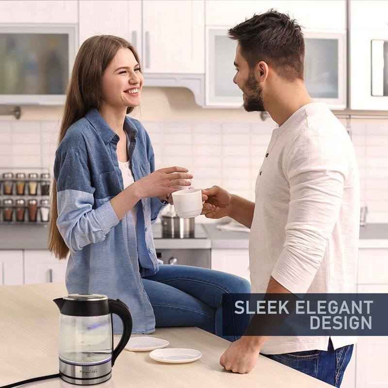 MegaChef 1.8Lt. Glass Body and Stainless Steel Electric Tea Kettle