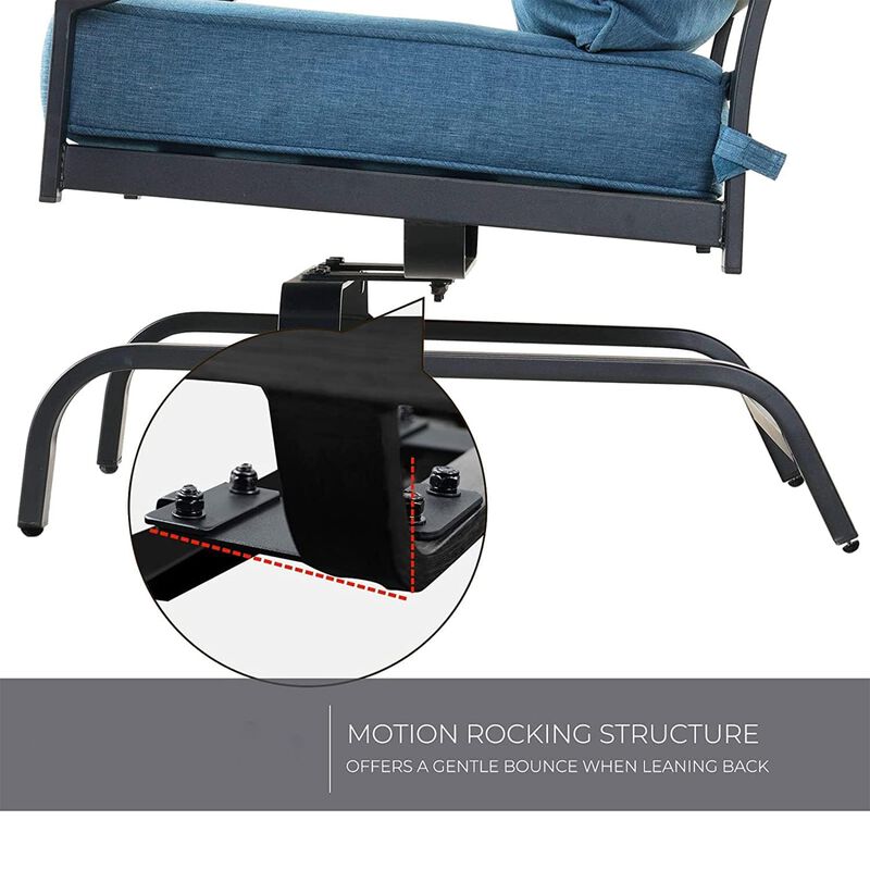 Mondawe 2-Piece Patio Rocking Chair Set, W/ Coated Steel Frame And Cushions Fixed Rocking Chairs image number 3