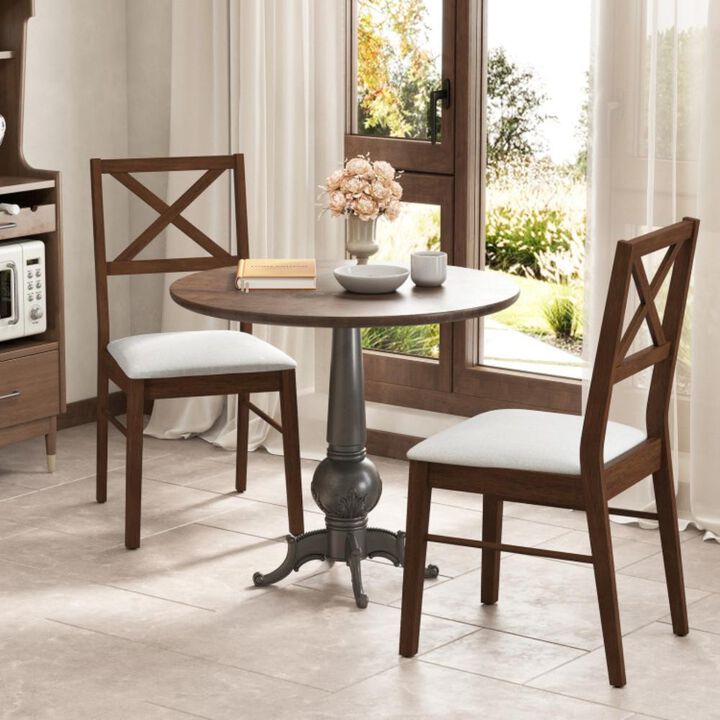 Hivvago Upholstered Side Dining Chairs Set of 2 with Rubber Wood Frame