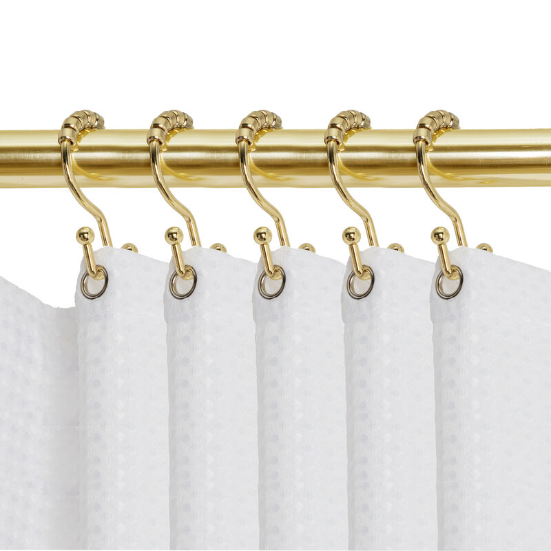 12-Piece Resistant Stepped Metal Double Shower Curtain Hooks image number 1