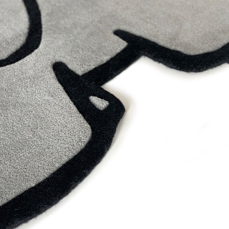 Rug OLIFANT Elephant Grey / Black Print 3.3 x 2.7ft image number 1