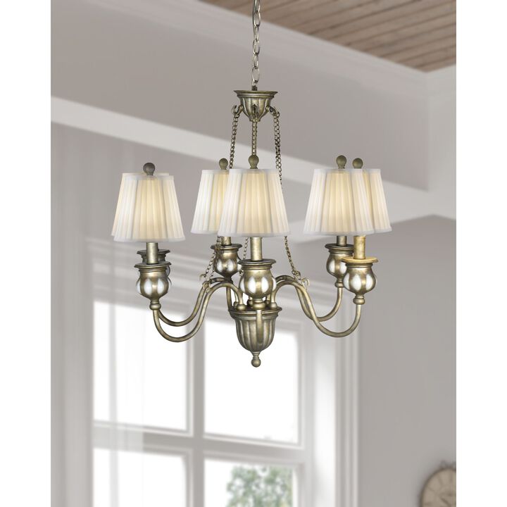 27" Gold and White Contemporary 6-Light Chandelier