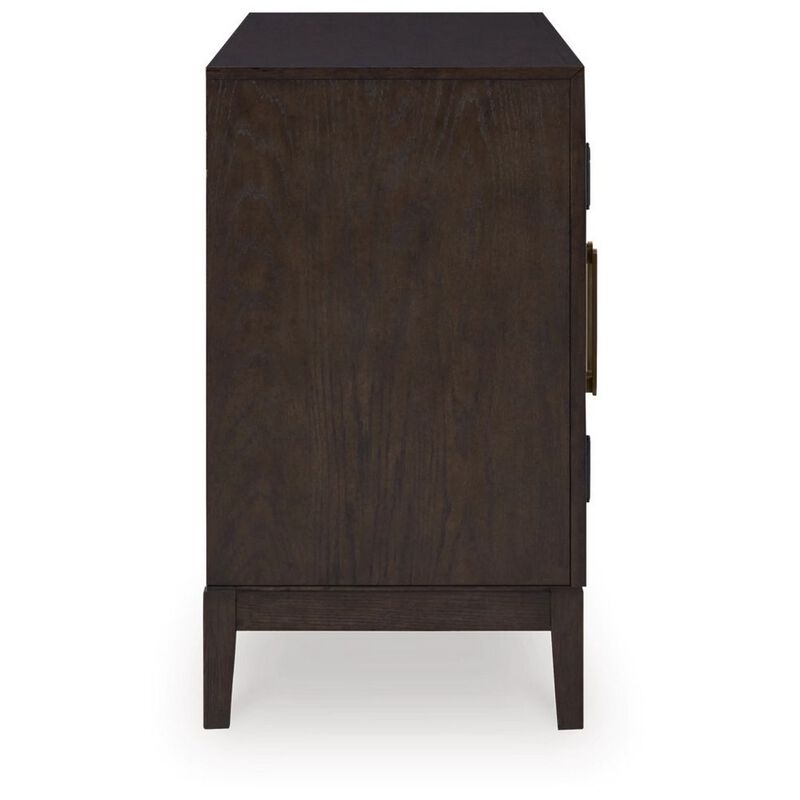 60 Inch Sideboard Display Server, 2 Glass Double Door Cabinets, Dark Brown
