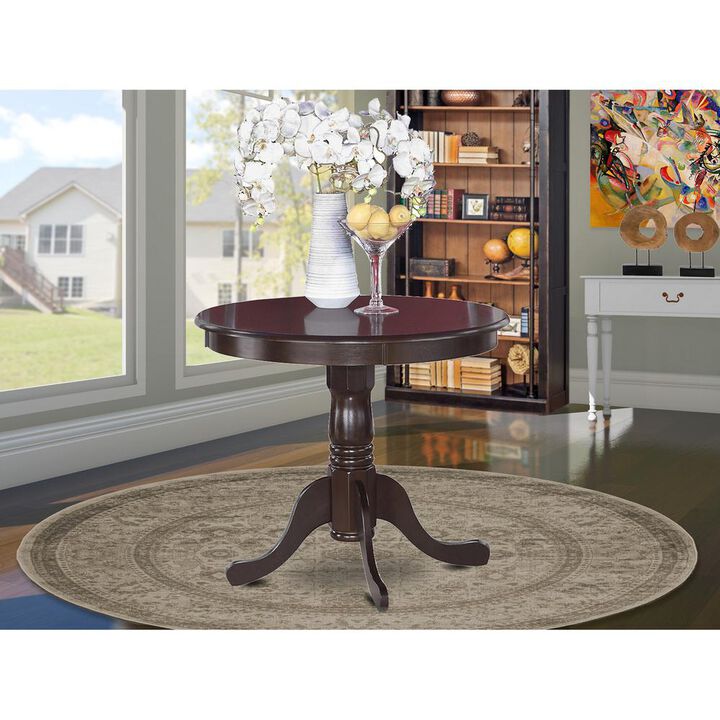 East West Furniture Antique  Table  36  Round  with  Cappuccino  Finish