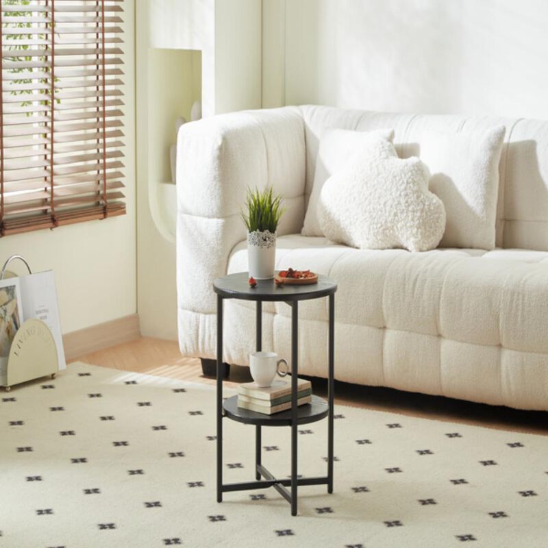 2-Tier Farmhouse End Table &ndash; Rustic Design, Ample Storage for Living Room or Bedroom