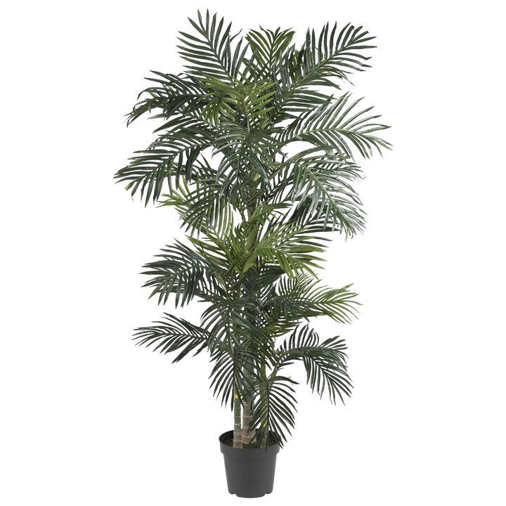 6.5’ Golden Cane Artificial Silk Potted Palm Tree