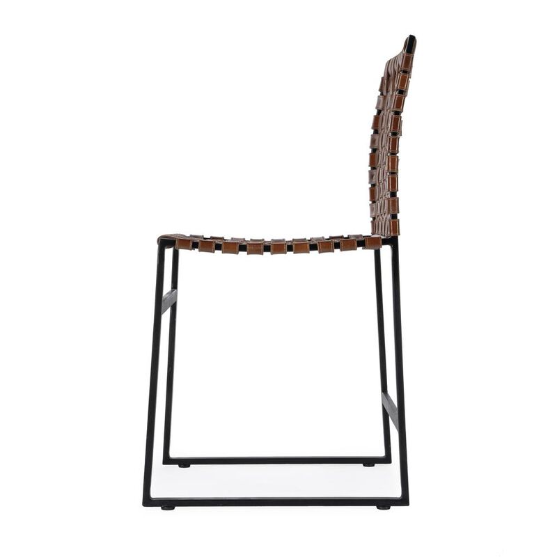 Butler Specialty Urban Woven Leather Side Chair, Medium Brown