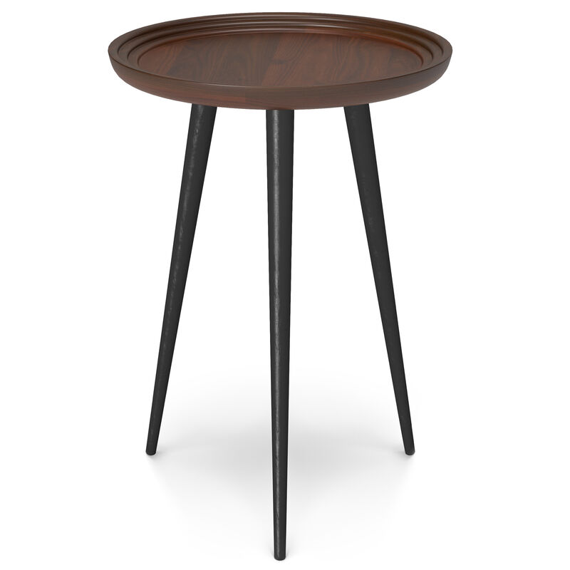 Clairmont SOLID ACACIA WOOD 18 inch Wide Round Modern Industrial Side Table in Cognac