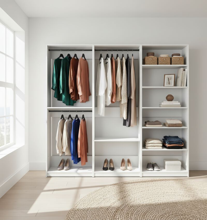 Prosper White Freestanding Walk in Wood Closet System