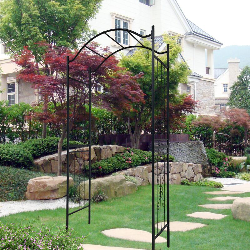 Metal Garden Arch Climbing Plants Support Arch Outdoor Black Garden Arbors image number 2