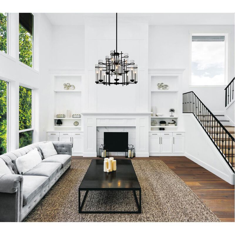 Sierra 12 Light Up Chandelier With Black Finish