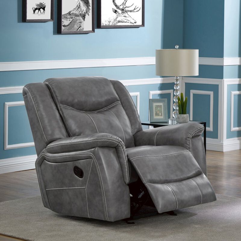 Coaster Co. of America Conrad Upholstered Padded Arm Glider Recliner Grey