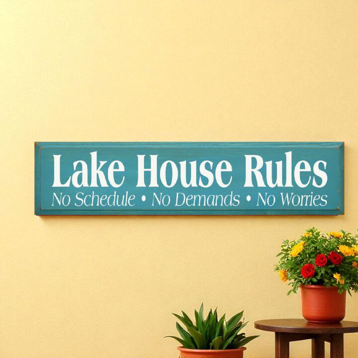Lake House Rules Wooden Sign Rustic Cabin Cottage Wall Decor with Relaxing Quote