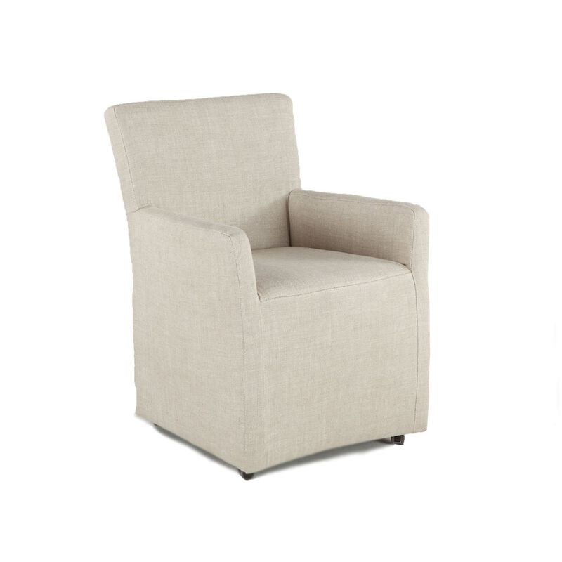 World Interiors Lily Off-White Linen Wheeled Armchair image number 3