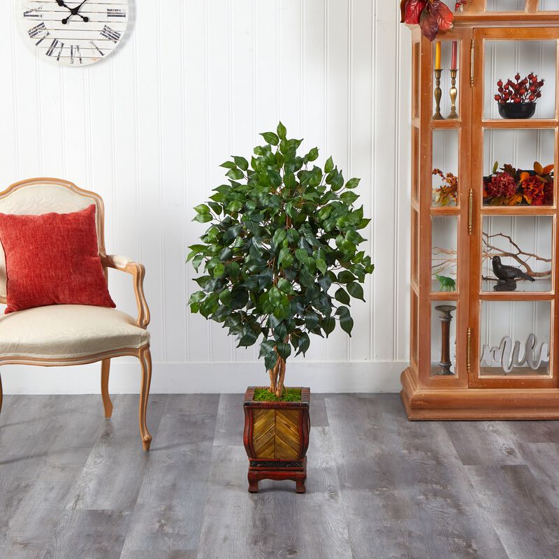 Hivvago 46 Inches Ficus Artificial Tree in Decorative Planter