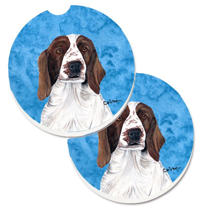 Caroline's Treasures Blue Springer Spaniel Set of 2 Cup Holder Car Coasters SC9131BUCARC, 2.56, Multicolor image number 0