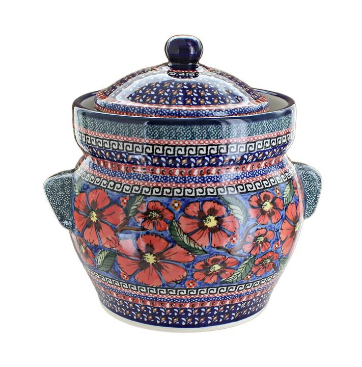 Blue Rose Polish Pottery Nature Medium Container