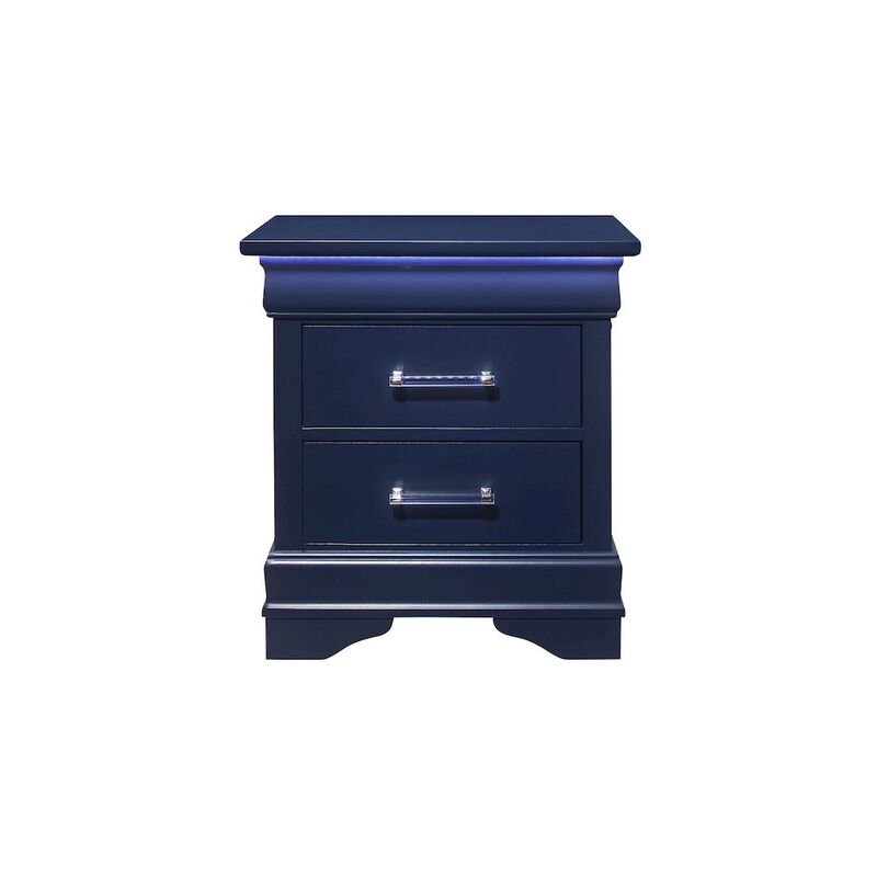 Global Furniture USA Traditional Glam Charlie Blue Nightstand With Led, Blue image number 0